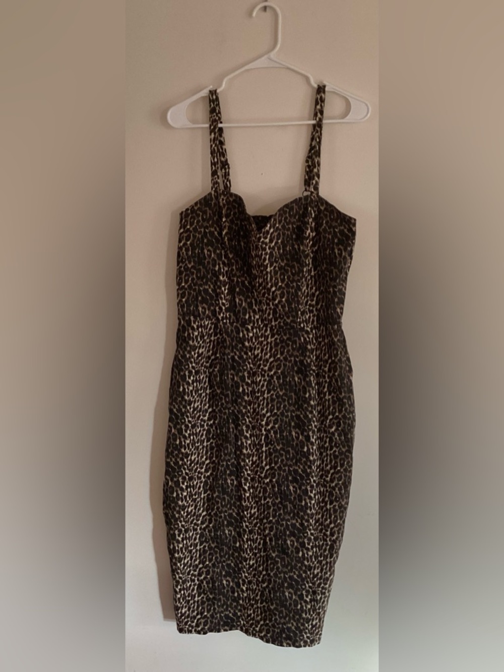 Vixen by Micheline Pitt Sweetheart Woven Wiggle Dress Leopard Print Size XL - Picture 2 of 8